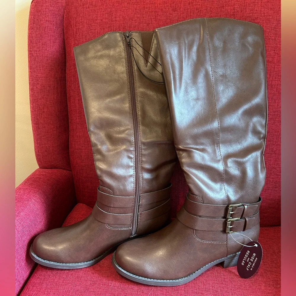 Style & Co. Maliaa Brown Buckled Riding Boots woman’s size 8.5